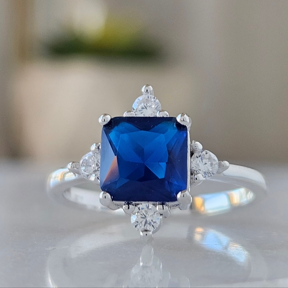 Blue Sapphire Gemstone ring, size 7, 925 Sterling Silver Charmed Aroma - Picture 4 of 7